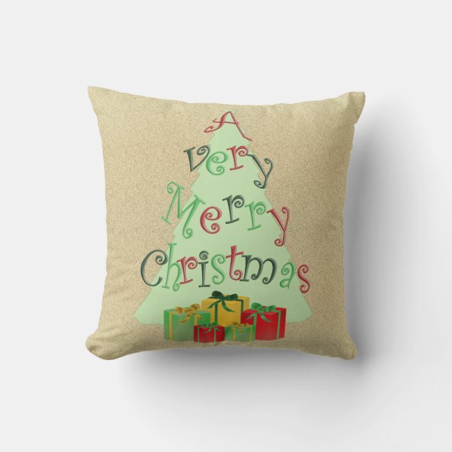 Coussin Un très joyeux Burlap de Noël (Recto)