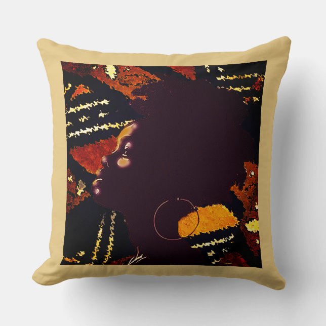 Coussin Un Vibe Naturel — Portrait Géométrique aux Tons Te (Recto)