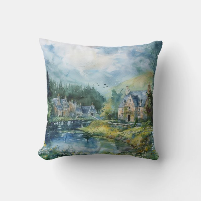 Coussin Un village écossais paisible (Recto)