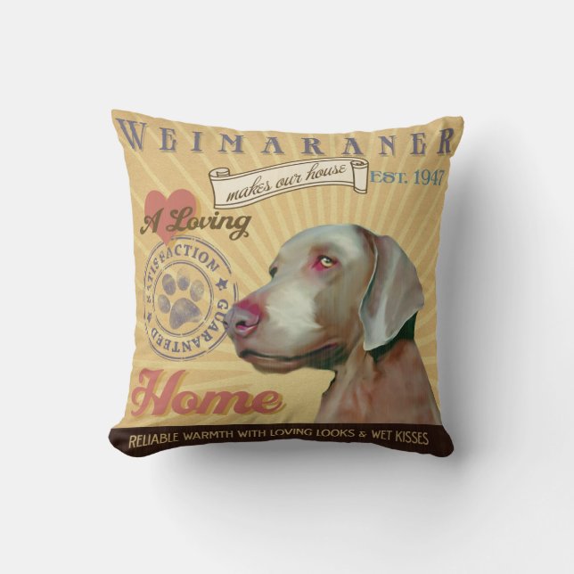 Coussin Un Weimaraner affectueux fait notre maison de (Recto)