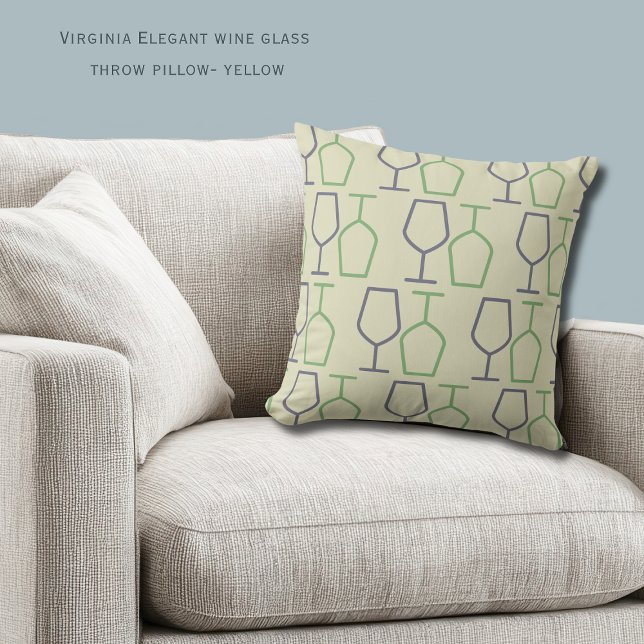 Coussin Uncork & Relax | Virginia Wine Lover Yellow (Virginia Wine Glass Throw Pillow)