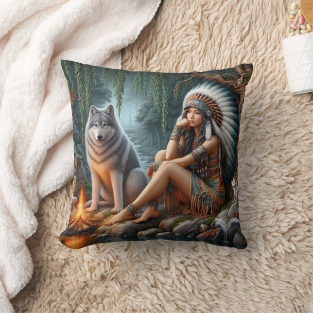 Coussin Une Américaine D'Origine Assis Par Un Loup (Couverture)