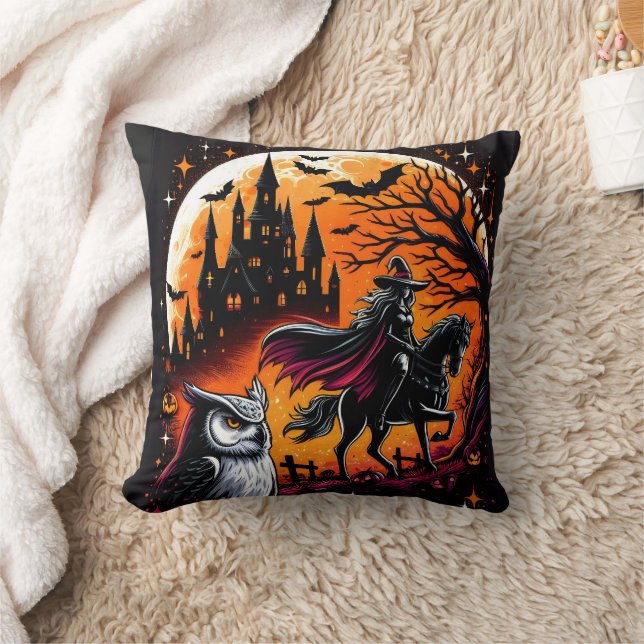 Coussin Une balade mystique avec un cheval d'Halloween la  (Couverture)