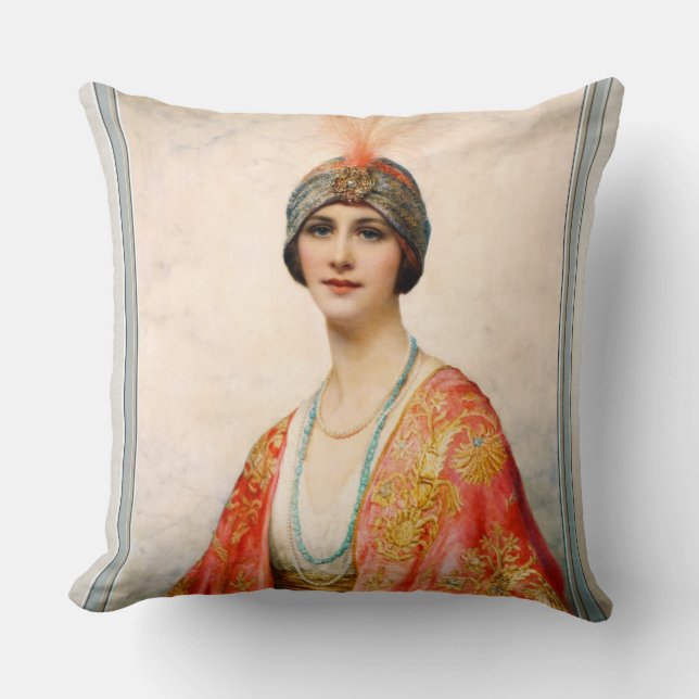Coussin Une beauté en costume oriental par William Wontner (Recto)