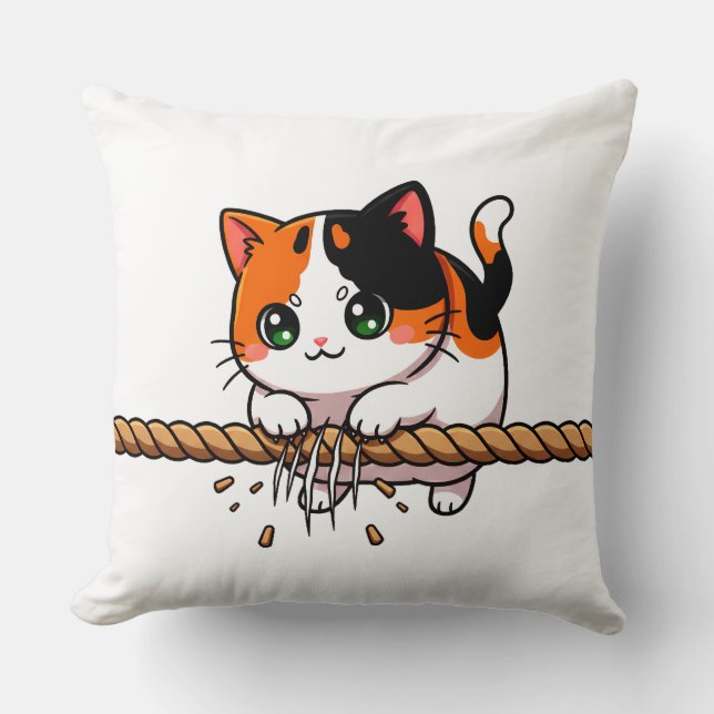Coussin Une corde. Un chat. Zéro regrets. (Recto)