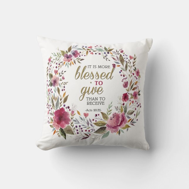 Coussin Une couronne rouge inspirée avec la bénédiction de (Recto)