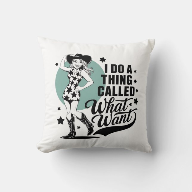 Coussin Une cow-girl qui frappe une pose difficile (Recto)