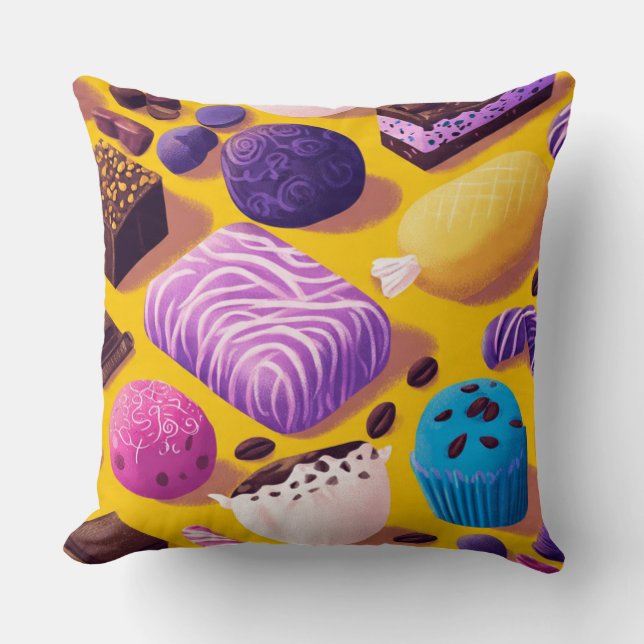 Coussin Une douce dispersion de friandises (Recto)