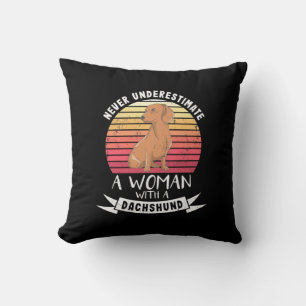 Coussin Une Femme Avec Un Dachshund