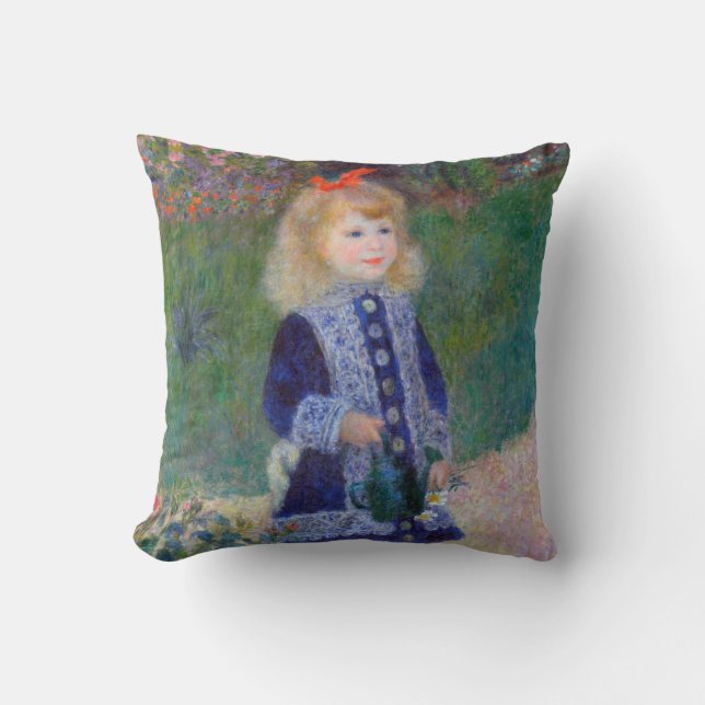 Coussin Une fille avec une canne d'arrosage, Renoir (Recto)