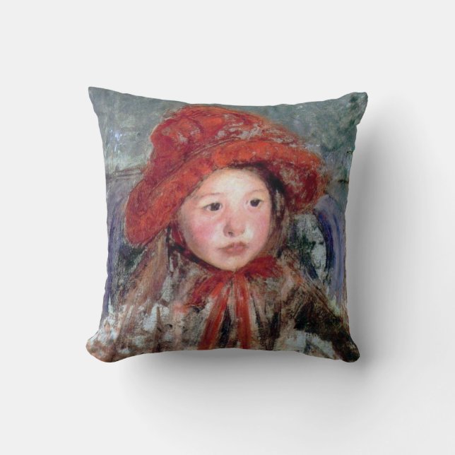 Coussin Une fille dans un grand Casquette rouge, Mary Cass (Recto)