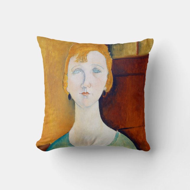 Coussin Une fille dans une blouse verte, Modigliani (Recto)