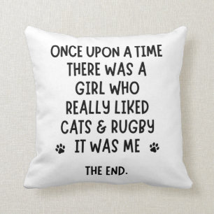 Coussin Une fille qui aimait vraiment le rugby et les chat