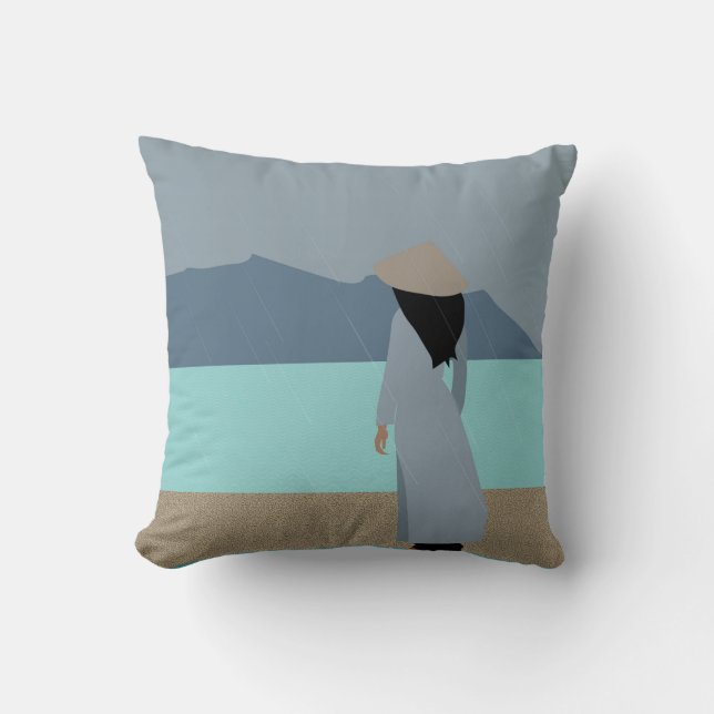 Coussin Une fille sous la pluie (Recto)