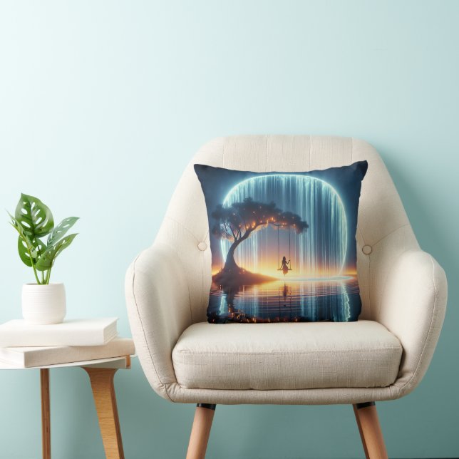 Coussin Une Fille Sur Une Chute D'Eau Dans La Lune (Chaise)