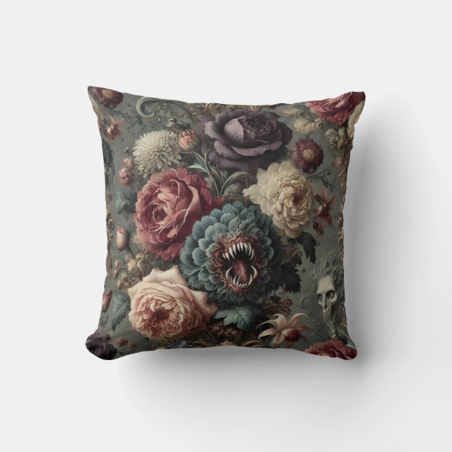 Coussin 🩸 Une Fleur Intimidante - Victorienne gothique (Recto)