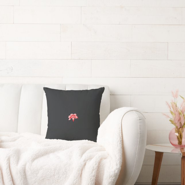 Coussin une fleur rouge sur un arrière - plan noir (Canapé)