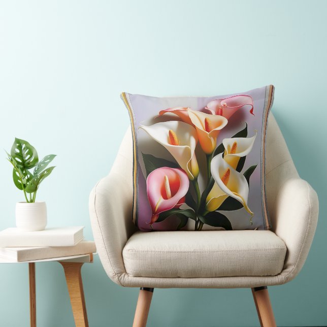Coussin Une Floraison De Lys Calla Dans Les Couleurs Paste (Chaise)