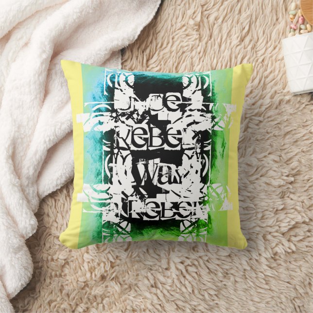 Coussin Une fois rebelle, toujours rebelle bleu vert (Couverture)