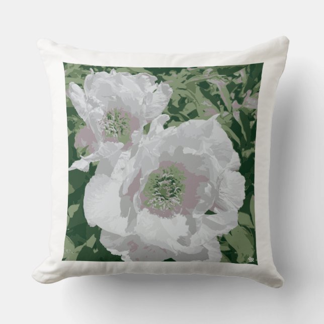 Coussin Une grande pivoine blanche sur l'oreiller jetable. (Recto)