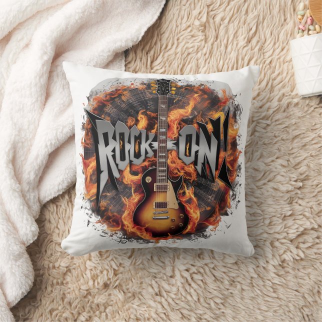 Coussin Une guitare électrique enflammée l'esprit rock (Couverture)