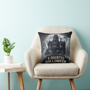 Coussin Une illustration gothique vintage d'Halloween hant