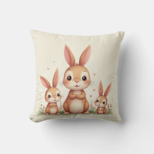 Coussin une jolie famille de lapins