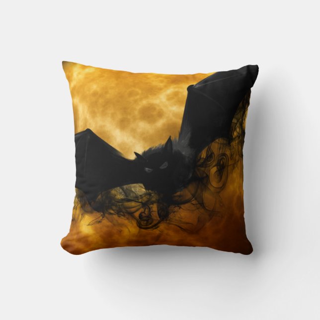 Coussin Une jolie Pleine lune d'Halloween effrayante Noire (Recto)