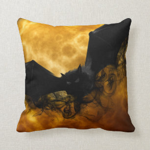 Coussin Une jolie Pleine lune d'Halloween effrayante Noire