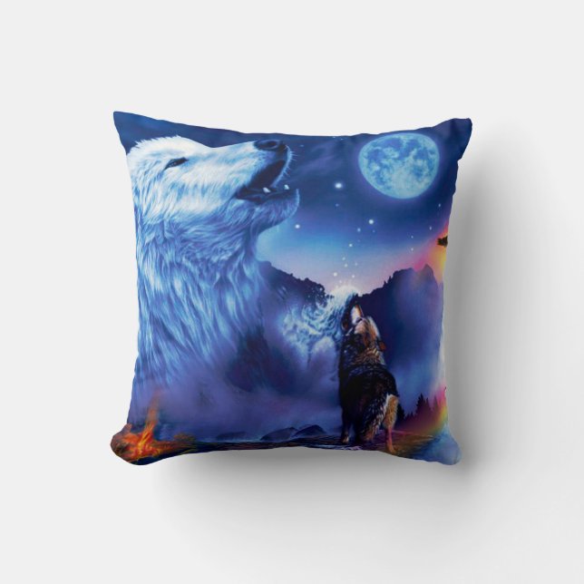 Coussin Une meute de loups une nuit noire (Recto)