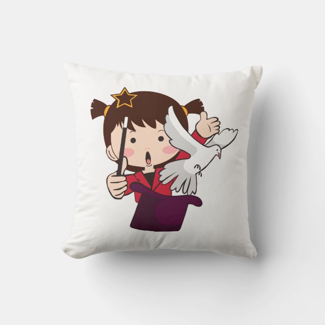 Coussin une mignonne petite fille magicien (Recto)