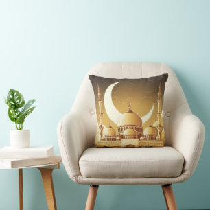 Coussin Une mosquée majestueuse sous la lune du croissant