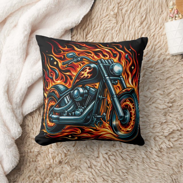 Coussin Une motocyclette flamboyante dans un décor cosmiqu (Couverture)