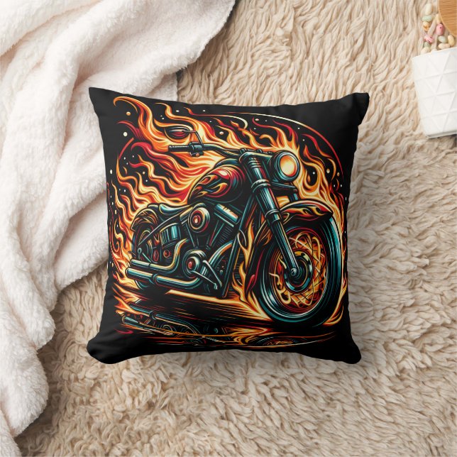 Coussin Une motocyclette torride dans une nuit éclatante (Couverture)