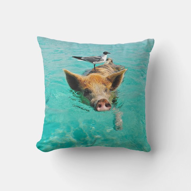 Coussin Une mouette et un porc (Recto)