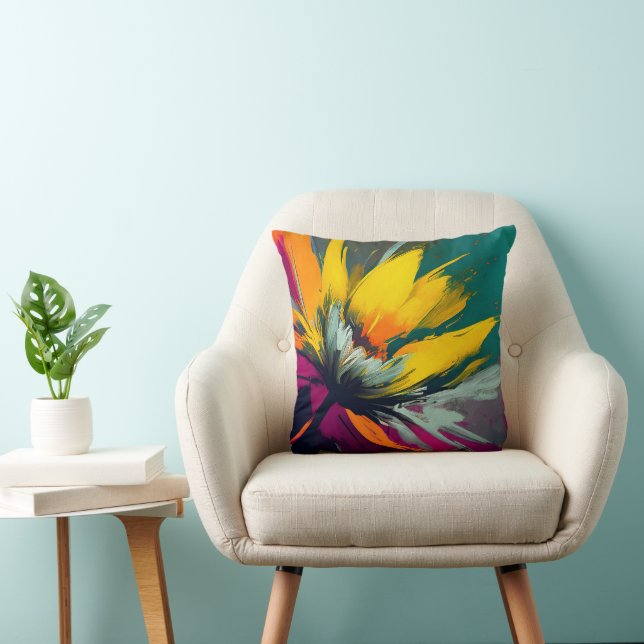Coussin Une odyssée florale – Fleur expressive en mouvemen (Chaise)