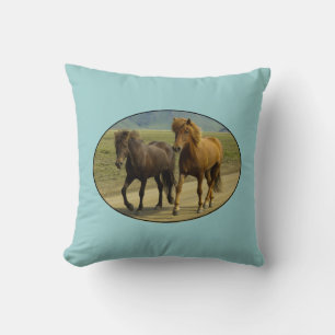 Coussin Une paire de poneys islandais Brown