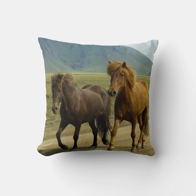 Coussin Une paire de poneys islandais Brown (Recto)