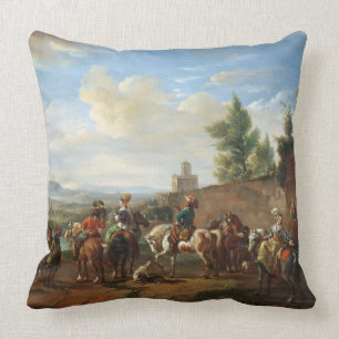 Coussin Une partie de chasse par une maison de campagne