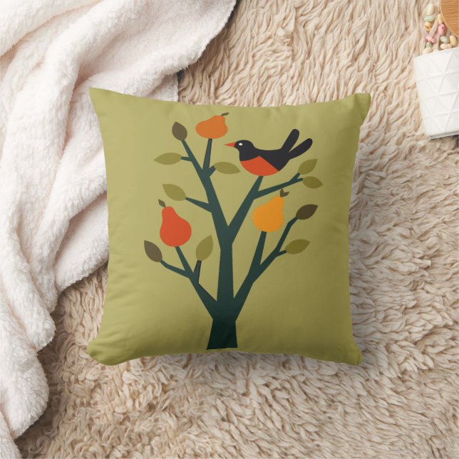 Coussin Une Perdrix Dans Un Pochoir Découpe Arbre Fruitier (Couverture)