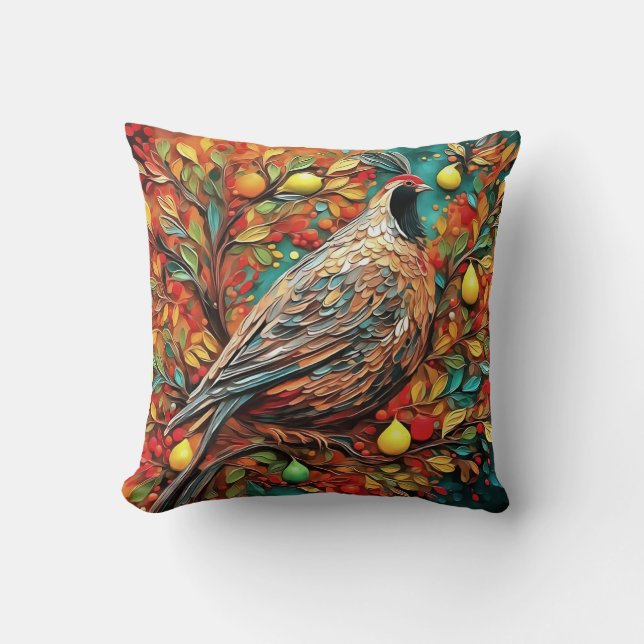Coussin Une perdrix dans un poirier (Recto)