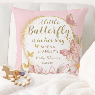 Coussin Une petite papillon est en route Fille Baby Shower