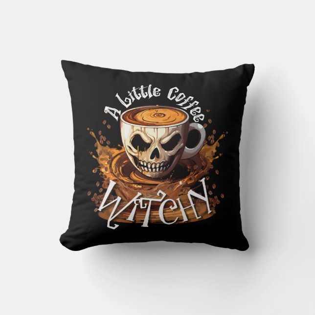 Coussin Une Petite Sorcière de Café (Recto)