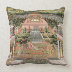 Coussin Une princesse de Mughal dans son jardin (gouache