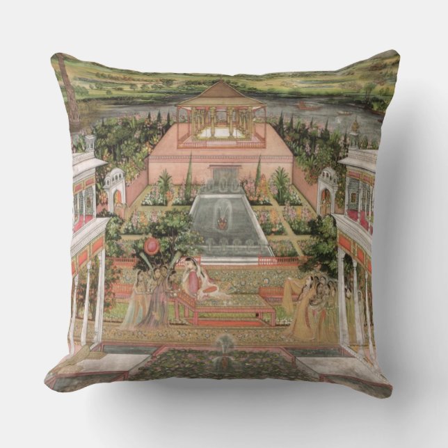 Coussin Une princesse de Mughal dans son jardin (gouache (Recto)