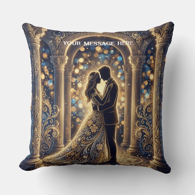 Coussin Une silhouette de mariés dans une étreinte (Recto)