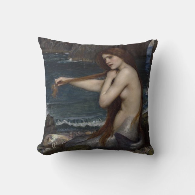 Coussin Une sirène par John William Waterhouse (Recto)