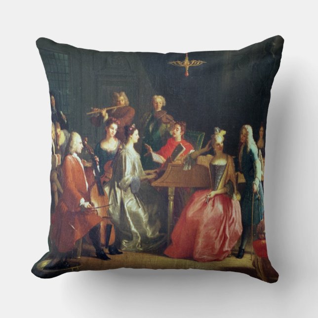 Coussin Une soirée musicale (huile sur la toile) (Recto)