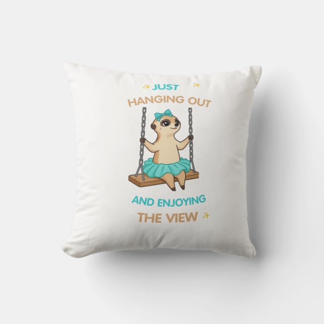 Coussin Une suricate mignonne se balançant et appréciant l (Recto)