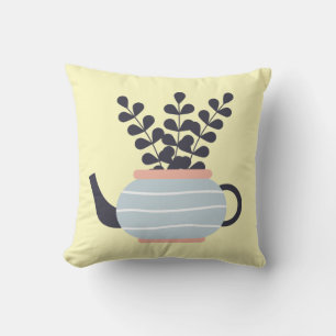 Coussin Une théière moderne simple au pastel plante